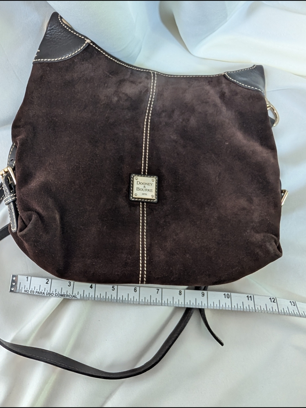 Dooney & Bourke Chocolate Brown Suede Hobo Shoulder Bag - Picture 8 of 10